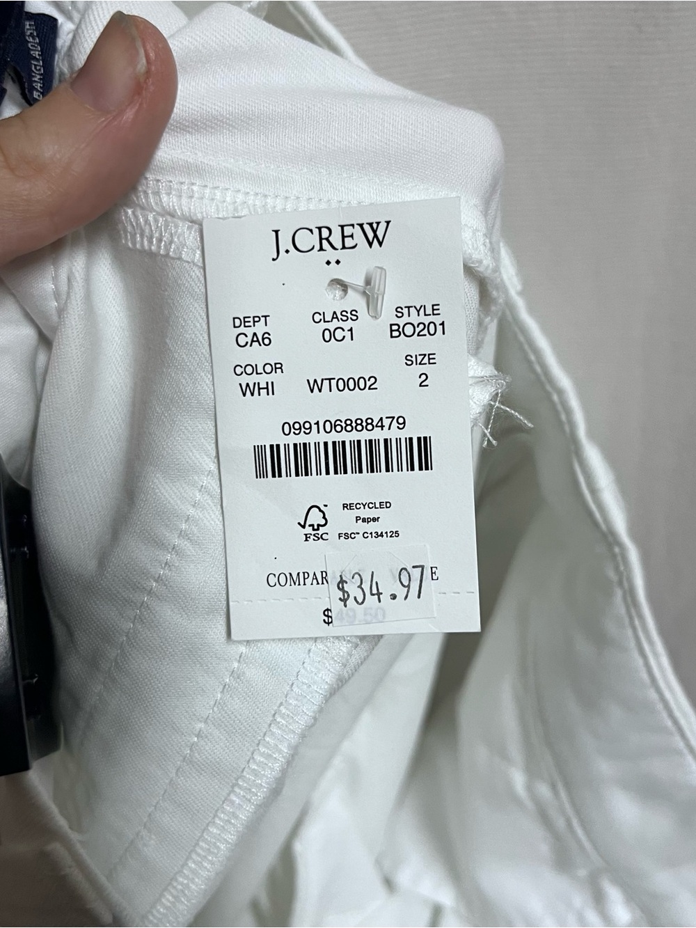 NWT J.Crew Womens Chino Shorts White Stretch Cotton Twill Size 2 7 Inch Inseam - Picture 9 of 10